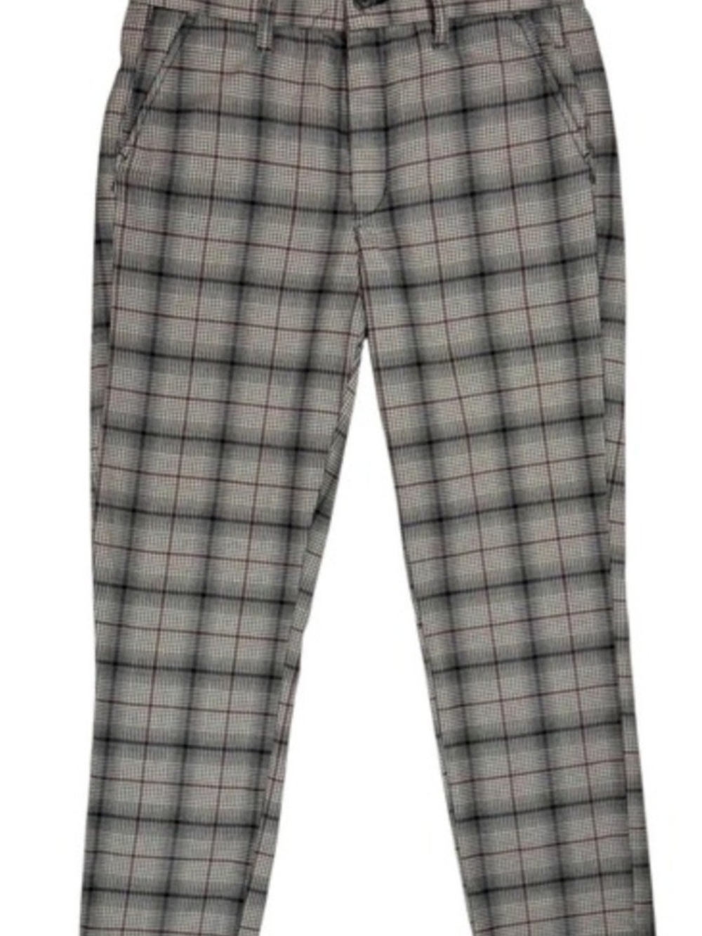 American Eagle Outfitters Gray Plaid Trousers with Red Windowpane